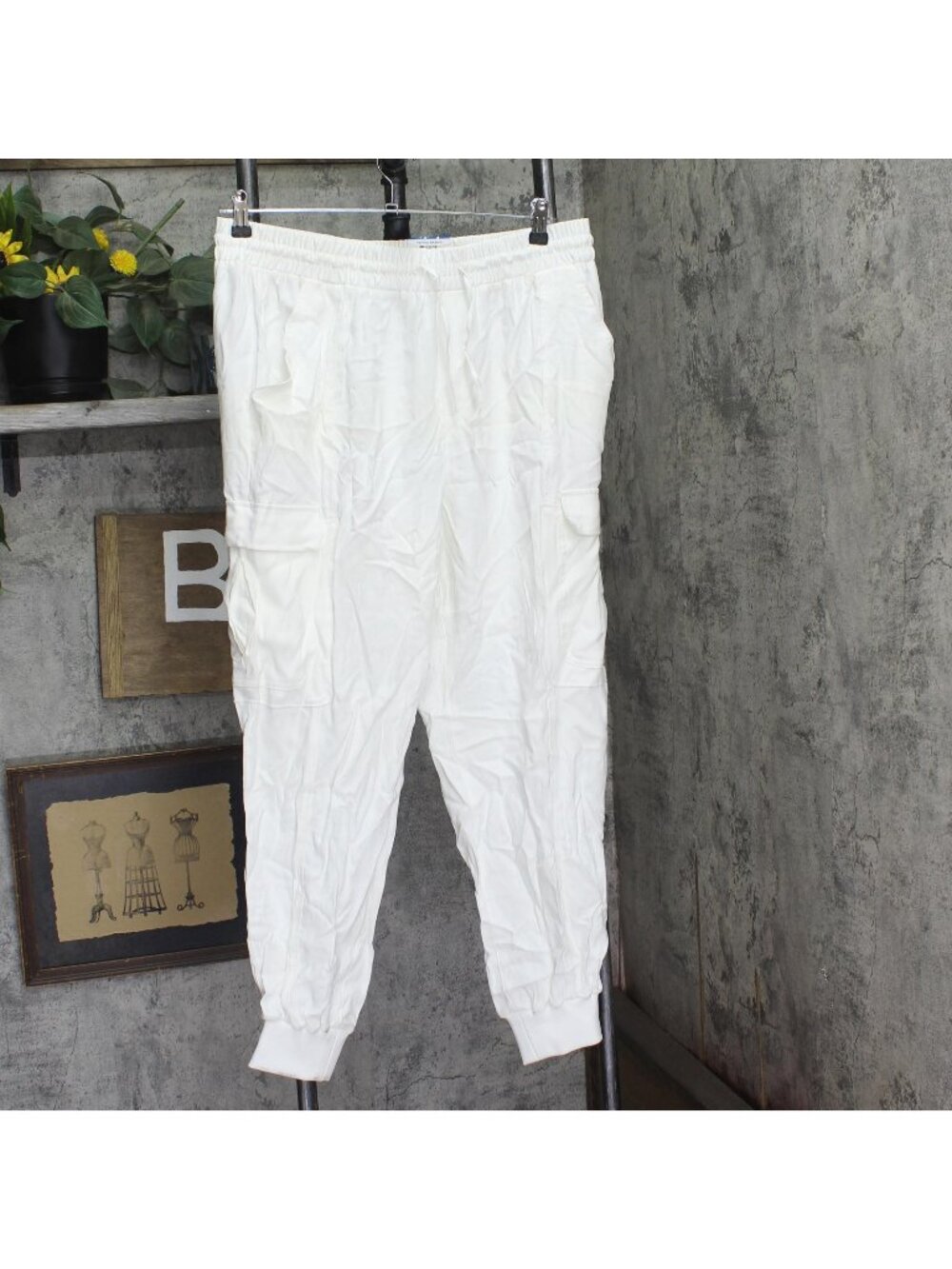 INC International Concepts Waistband Drawstring Utility Jogger Pants White XL